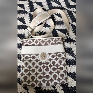 Coach Signature Brown & Cream Crossbody Bag